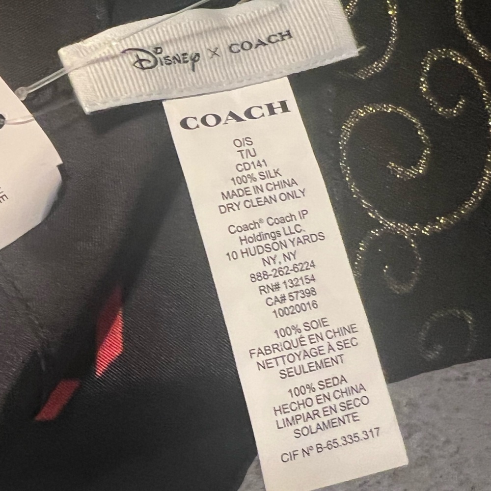 Coach Disney Villains Black & White Silk Scarf NWT - Picture 7 of 8